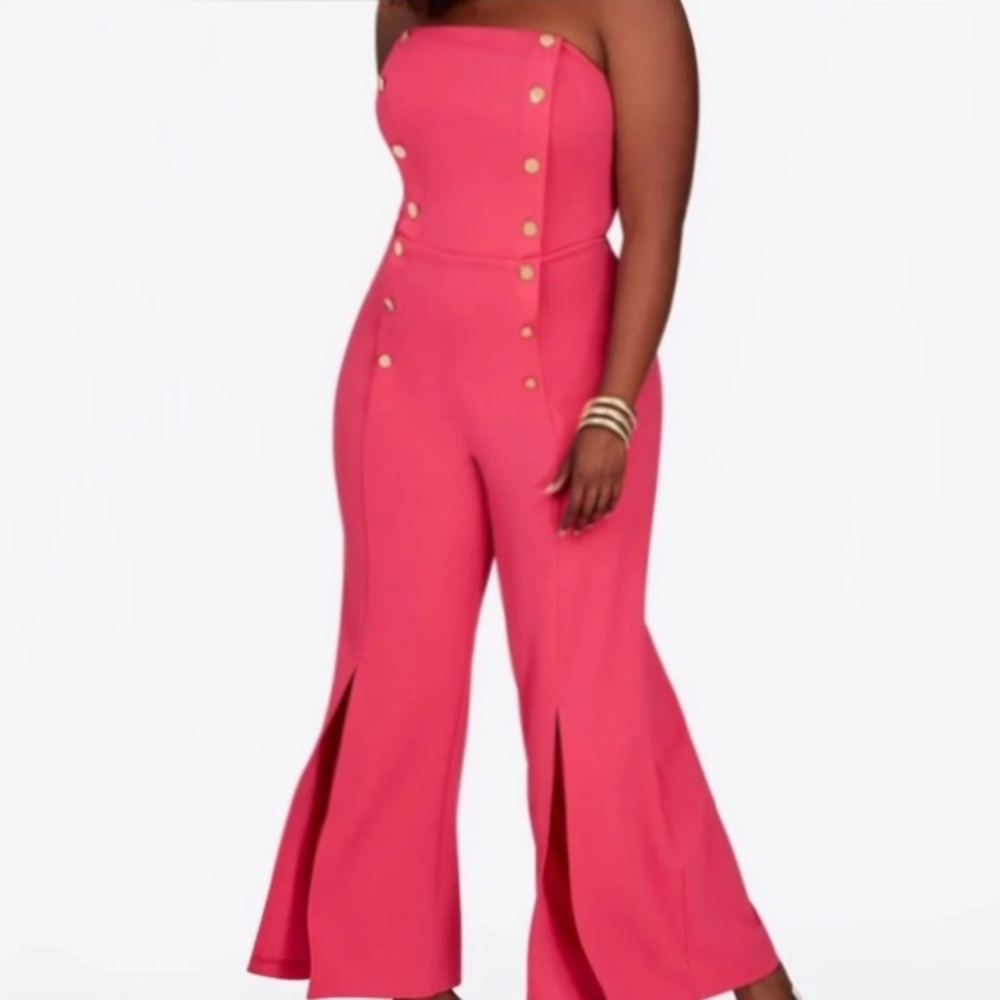 Plus Pink Jumpsuit Split Leg